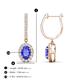 3 - Ilona Oval Cut Tanzanite and Diamond Halo Dangling Earrings 
