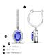 3 - Ilona Oval Cut Tanzanite and Diamond Halo Dangling Earrings 