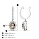 3 - Ilona Oval Cut Smoky Quartz and Diamond Halo Dangling Earrings 