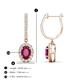 3 - Ilona Oval Cut Rhodolite Garnet and Diamond Halo Dangling Earrings 