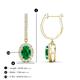 3 - Ilona Oval Cut Emerald and Diamond Halo Dangling Earrings 
