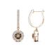 1 - Ilona (4mm) Round Smoky Quartz and Diamond Halo Dangling Earrings 