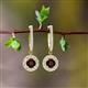 2 - Ilona (4mm) Round Red Garnet and Diamond Halo Dangling Earrings 