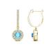 1 - Ilona (4mm) Round Blue Topaz and Diamond Halo Dangling Earrings 