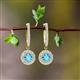 2 - Ilona (4mm) Round Blue Topaz and Diamond Halo Dangling Earrings 