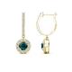 1 - Ilona (4mm) Round London Blue Topaz and Diamond Halo Dangling Earrings 