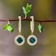 2 - Ilona (4mm) Round London Blue Topaz and Diamond Halo Dangling Earrings 