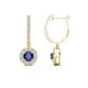 1 - Ilona (4mm) Round Iolite and Diamond Halo Dangling Earrings 