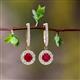 2 - Ilona (4mm) Round Ruby and Diamond Halo Dangling Earrings 