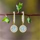 2 - Ilona (4mm) Round Aquamarine and Diamond Halo Dangling Earrings 