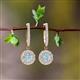 2 - Ilona (4mm) Round Aquamarine and Diamond Halo Dangling Earrings 