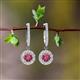 2 - Ilona (4mm) Round Pink Tourmaline and Diamond Halo Dangling Earrings 