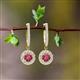 2 - Ilona (4mm) Round Pink Tourmaline and Diamond Halo Dangling Earrings 