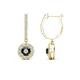 1 - Ilona (4mm) Round Black and White Diamond Halo Dangling Earrings 