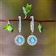 2 - Ilona (4mm) Round Blue Topaz and Diamond Halo Dangling Earrings 