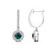 1 - Ilona (4mm) Round London Blue Topaz and Diamond Halo Dangling Earrings 