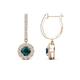 1 - Ilona (4mm) Round London Blue Topaz and Diamond Halo Dangling Earrings 