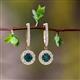 2 - Ilona (4mm) Round London Blue Topaz and Diamond Halo Dangling Earrings 