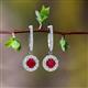 2 - Ilona (4mm) Round Ruby and Diamond Halo Dangling Earrings 