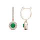1 - Ilona (4mm) Round Emerald and Diamond Halo Dangling Earrings 
