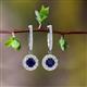 2 - Ilona (4mm) Round Blue Sapphire and Diamond Halo Dangling Earrings 