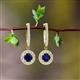 2 - Ilona (4mm) Round Blue Sapphire and Diamond Halo Dangling Earrings 