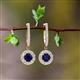 2 - Ilona (4mm) Round Blue Sapphire and Diamond Halo Dangling Earrings 