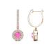 1 - Ilona (4mm) Round Pink Sapphire and Diamond Halo Dangling Earrings 