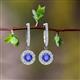 2 - Ilona (4mm) Round Tanzanite and Diamond Halo Dangling Earrings 