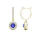 1 - Ilona (4mm) Round Tanzanite and Diamond Halo Dangling Earrings 