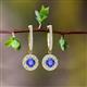 2 - Ilona (4mm) Round Tanzanite and Diamond Halo Dangling Earrings 