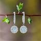 2 - Ilona (4mm) Round Aquamarine and Diamond Halo Dangling Earrings 