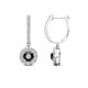 1 - Ilona (4mm) Round Black and White Diamond Halo Dangling Earrings 