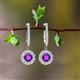 2 - Ilona (4mm) Round Amethyst and Diamond Halo Dangling Earrings 