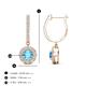 3 - Ilona (4mm) Round Blue Topaz and Diamond Halo Dangling Earrings 