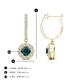 3 - Ilona (4mm) Round London Blue Topaz and Diamond Halo Dangling Earrings 