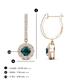 3 - Ilona (4mm) Round London Blue Topaz and Diamond Halo Dangling Earrings 