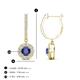 3 - Ilona (4mm) Round Iolite and Diamond Halo Dangling Earrings 