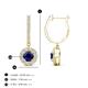 3 - Ilona (4mm) Round Blue Sapphire and Diamond Halo Dangling Earrings 