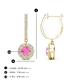3 - Ilona (4mm) Round Pink Sapphire and Diamond Halo Dangling Earrings 