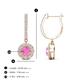 3 - Ilona (4mm) Round Pink Sapphire and Diamond Halo Dangling Earrings 