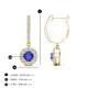 3 - Ilona (4mm) Round Tanzanite and Diamond Halo Dangling Earrings 