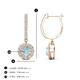 3 - Ilona (4mm) Round Aquamarine and Diamond Halo Dangling Earrings 