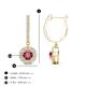 3 - Ilona (4mm) Round Pink Tourmaline and Diamond Halo Dangling Earrings 