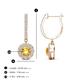 3 - Ilona (4mm) Round Citrine and Diamond Halo Dangling Earrings 