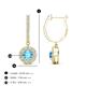 3 - Ilona (4mm) Round Blue Topaz and Diamond Halo Dangling Earrings 