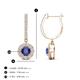 3 - Ilona (4mm) Round Iolite and Diamond Halo Dangling Earrings 
