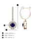 3 - Ilona (4mm) Round Blue Sapphire and Diamond Halo Dangling Earrings 