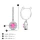 3 - Ilona (4mm) Round Pink Sapphire and Diamond Halo Dangling Earrings 