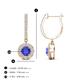 3 - Ilona (4mm) Round Tanzanite and Diamond Halo Dangling Earrings 